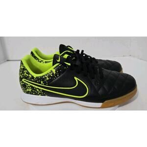 Nike Tiempo Youth Size 5.5Y Rio II 631523-007 Black Yellow Indoor Soccer Shoes